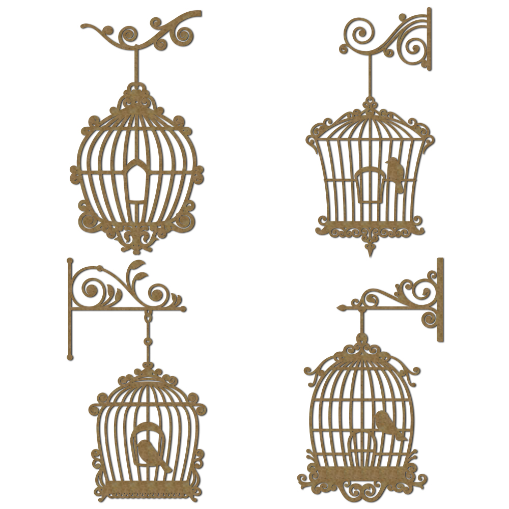 Fancy Bird Cages Set 1 Scrapbooking Laser Cut Chipboard Embellishments