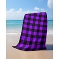 thumbnail image 4 of Black Purple Plaid Beach Towels Oversized Super Absorbent, Farmhouse Simple Buffalo Checked Lightweight Bath Towel Quick Dry Sets For Bathroom/Pool/Rv Camping/Beach Play/Gym Room/Picnic 23"x47", 4 of 8
