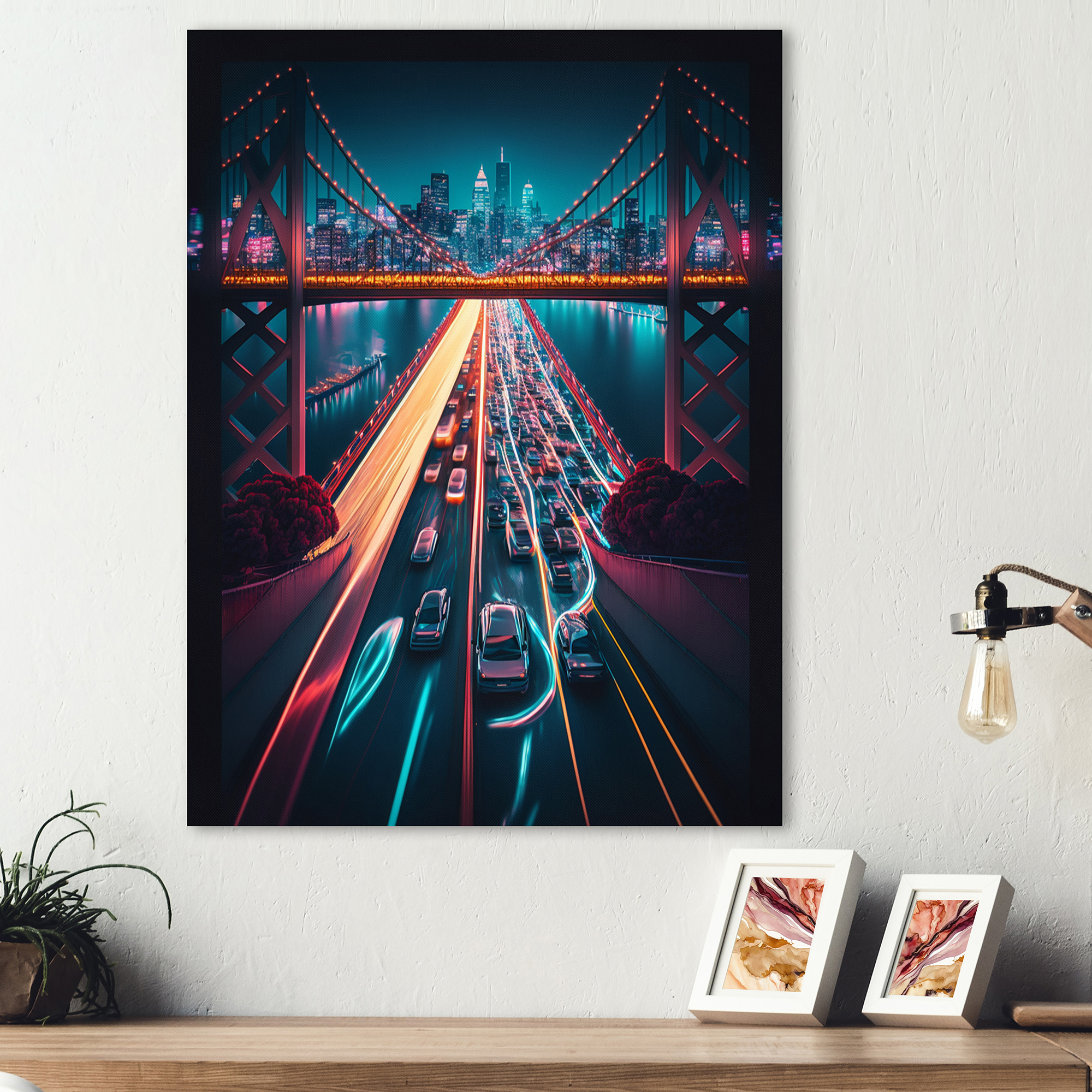 Designart Futuristic San Francisco Neon II Canvas Wall Art