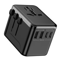 European Travel Plug Adapter USB C, OGEDNAC US to Europe Plug Adapter with 1 Outlets 4 USB Charger, Type C Power Adaptor to Italy Spain France Portugal Iceland Germany, Black