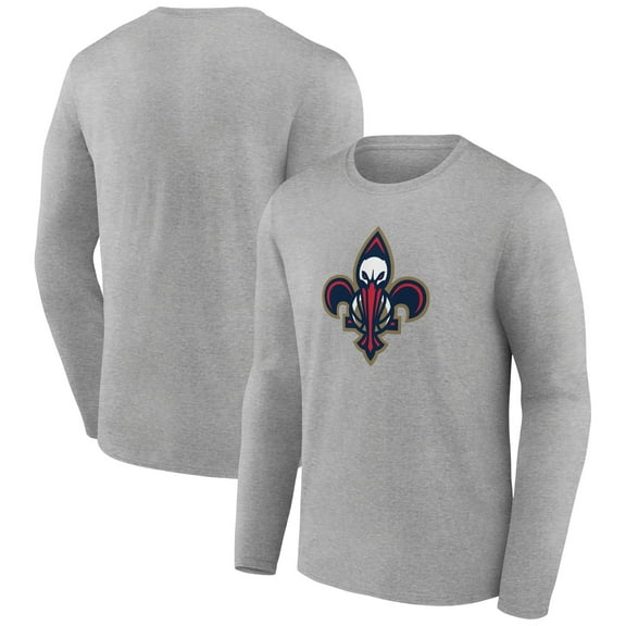Men's Gray New Orleans Pelicans Alternate Logo Long Sleeve T-Shirt