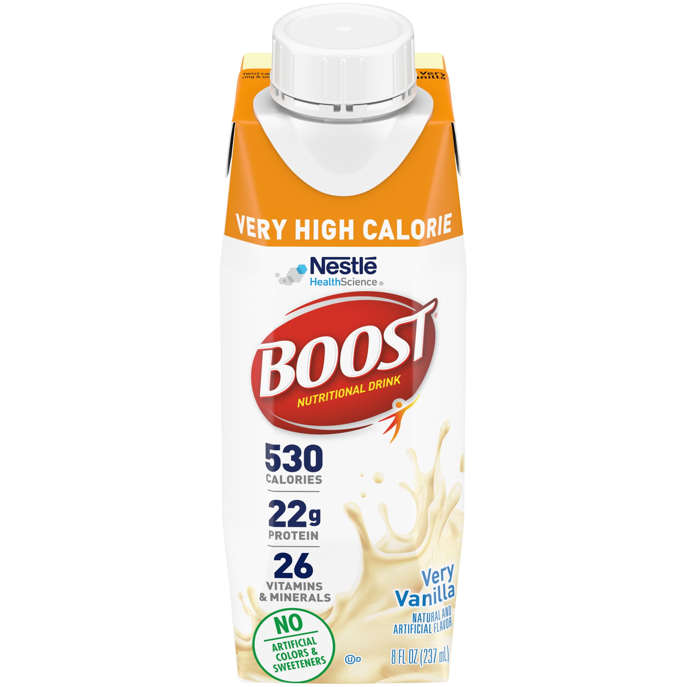 BOOST Very High Calorie Nutritional Drink - Helps Weight Gain & Maintenance - Very Vanilla - 8 fl oz (1 Carton)