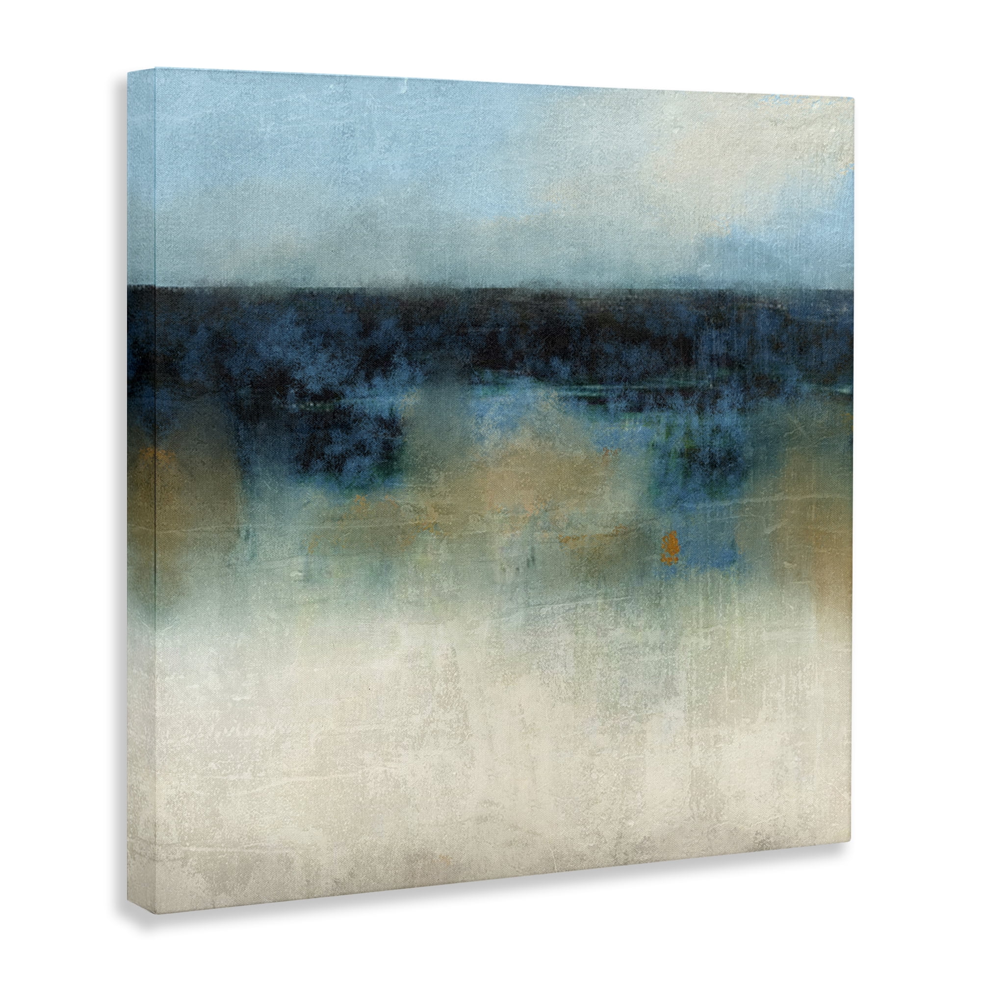 Stupell Industries Foggy Ocean Beach Scene Coastal Painting Gallery Wrapped Canvas Art Print Wall Art, 17 x 17