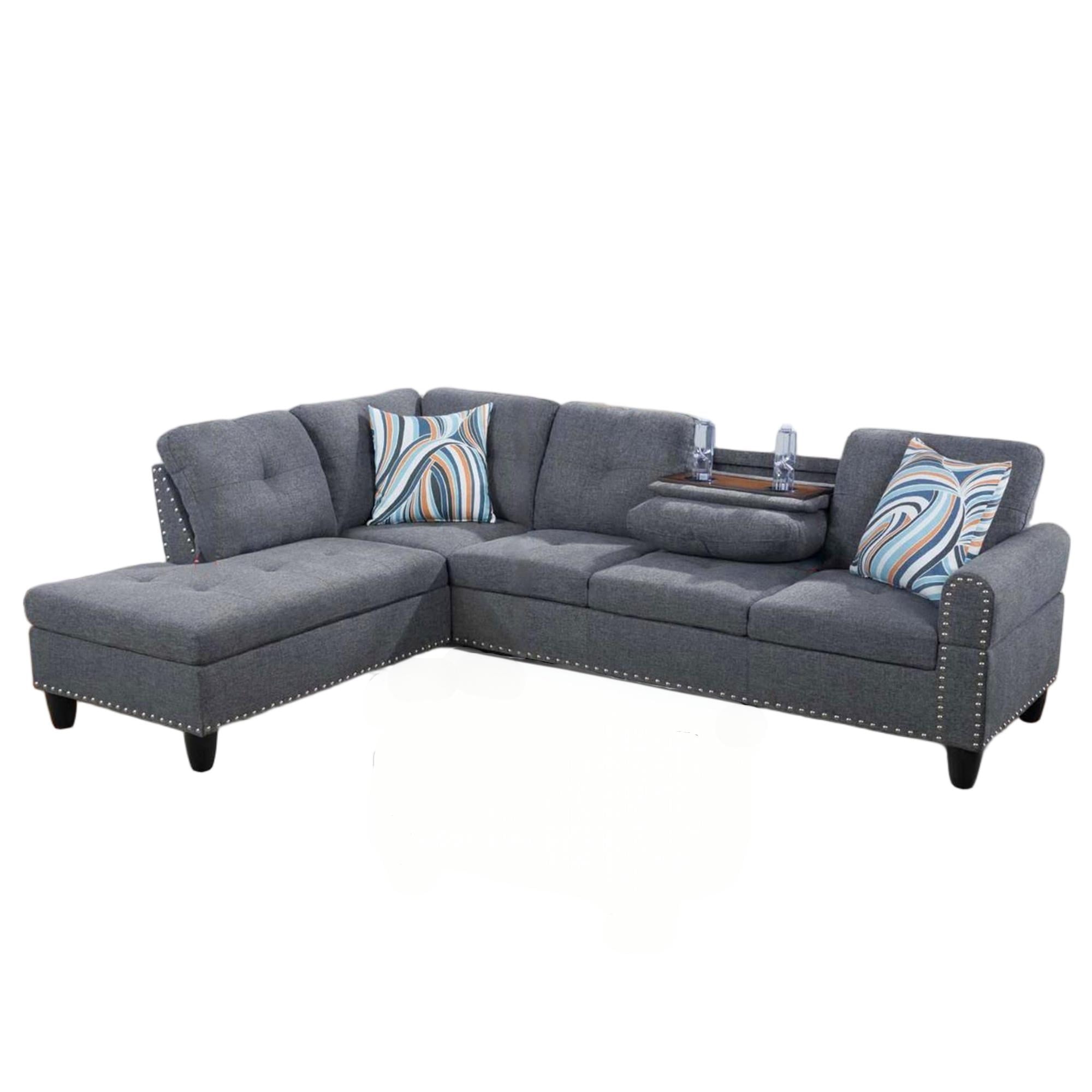 Aukfa 3 Piece Sofa Set, L shape Sectional Couch with Storage