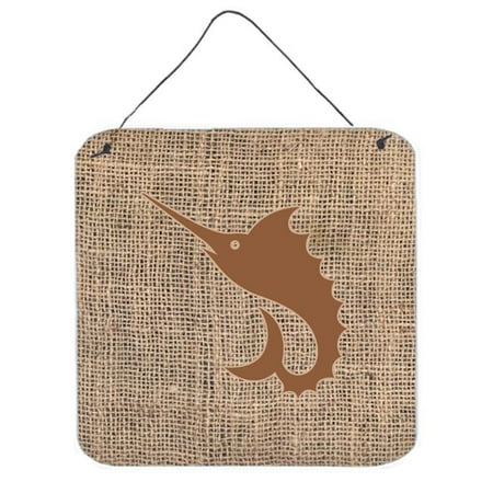 Wall Swords - Fish - Sword Fish Burlap And Brown Aluminium Metal Wall Or Door Hanging Prints
