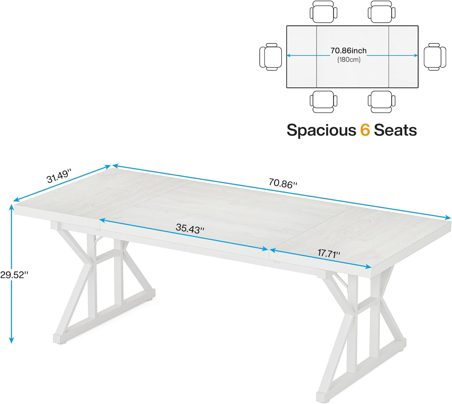 Tribesigns 71" Executive Desk, Large Computer Desk Study Writing Table for Home Office (White)