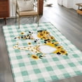 thumbnail image 3 of Yellow Sunflower Area Rug 4'x6', Gnomes Teal Checkered Farmhouse Art Washable Non-Slip Rugs, Low Pile Large Carpet for Living Room Bedroom Dining Room Kitchen Office Indoor Mat, 3 of 9