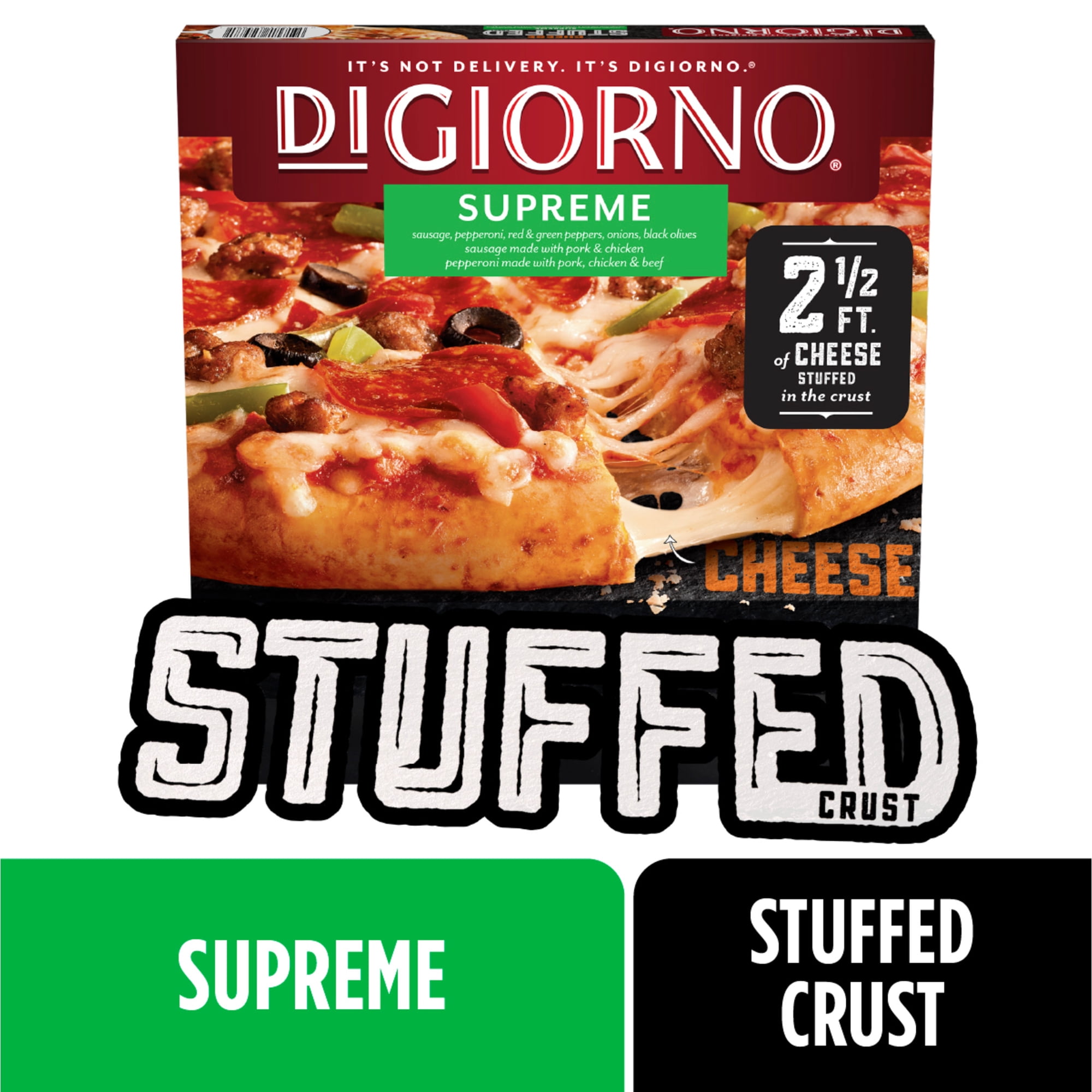 DiGiorno Frozen Pizza, Stuffed Crust Supreme Pizza, 26.4 oz (Frozen)