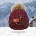 thumbnail image 4 of ICHUANYI Kids Hats with 1 Pom Pom Winter Warm Hat Cold Weather Knit Cute Beanie Cap, 4 of 7