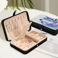 thumbnail image 6 of Leather Jewelry Box Rectangular 8.27x5.5x1.78In Travel Jewelry Storage Earrings Necklace Bracelet Watch Brooch Storage Cool Blue Wolf, 6 of 8