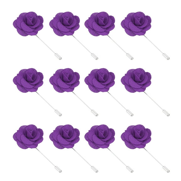 Uxcell Flower Boutonnieres Pin, Handmade Camellia Lapel Pin, Purple 12 Pcs