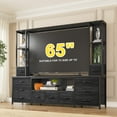 thumbnail image 5 of EnHomee 65" TV Stands for Living Room Entertainment Wall Unit with 11 Fabric Drawer TV Console Table with LED Lights & Power Outlets,Black, 5 of 8