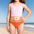 thumbnail image 2 of Rggeeun Child Girls Swimwear Bottoms Solid Color Elastic High Waist Slim Fit Swim Brief for Summer Pool Training Casual Shorts,Orange,11-12 Years, 2 of 4