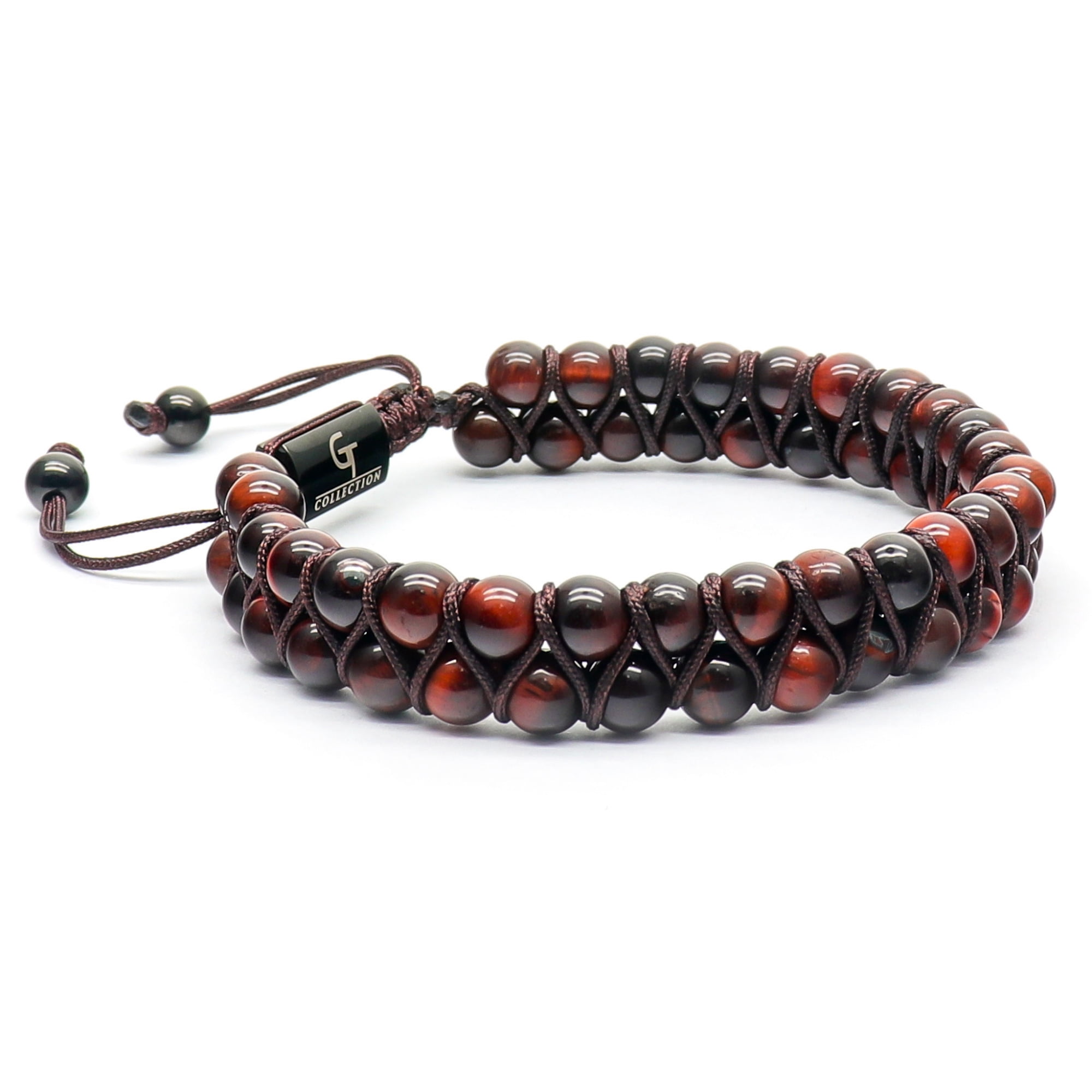 Men's RED TIGER EYE Double Bead Bracelet | Gift for Men | One Size Fits All | Gemstone Adjustable Bracelet