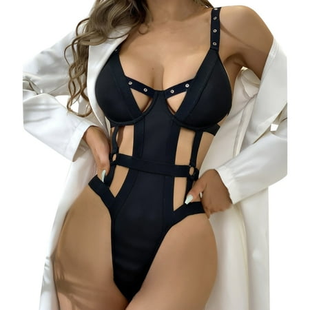 

Womens Lingerie New Lace Hollow Out Nightclub Outfit Set Clubwear