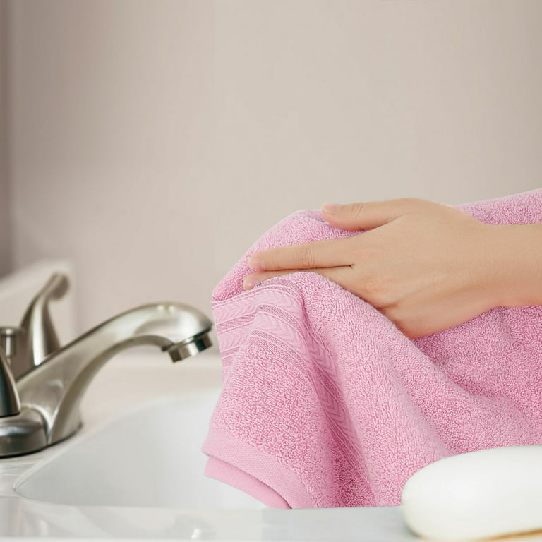 PiccoCasa 6PCS Cotton Soft Hand Towels Set for Bathroom 13 x 29 Pink