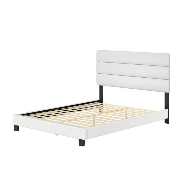 Premier Syracuse Upholstered Faux, Bed Frame With Storage Headboard White Luröyqueen