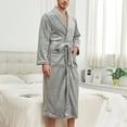 thumbnail image 2 of POIUYTR Mens Plush Fleece Robe Fluffy Cozy Warm Bathrobe Fuzzy Spa Long Sherpa Robe with Pockets, 2 of 4