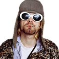 thumbnail image 2 of Lunettes de Soleil Style Kurt Cobain Cool Nirvana, Blanc, 2 of 3