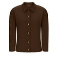 thumbnail image 6 of Lenpel Button down Shirts for Women Trendy Long Sleeve Collared Corduroy Tops Dressy Casual Blouses Loose Fashion Jackets(Brown,X-Large), 6 of 7