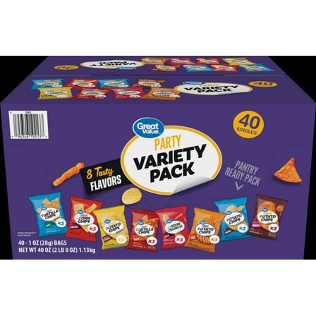 Great Value Flavor Variety Chips Pack 40 Count 1 oz bags