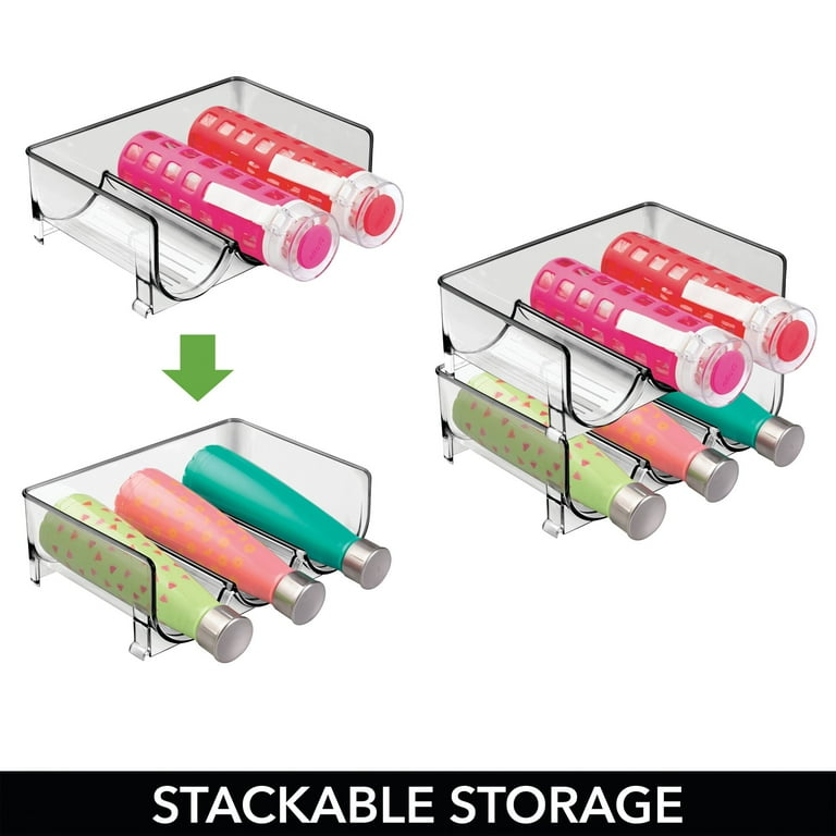 mDesign Plastic Stackable Water Bottle Storage Organizer Rack - 8.06 x  11.51 x 3.99, 8 Pack, Clear