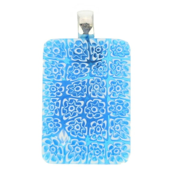 GlassOfVenice Murano Glass Millefiori Pendant Rectangular - Blue