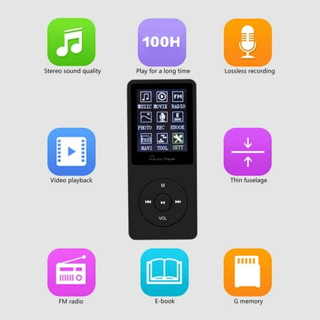 Portable Multifunction 8GB 70 Hours Playback Lossless Sound Music AVI MP3 Player, (Best Avi Player For Windows)