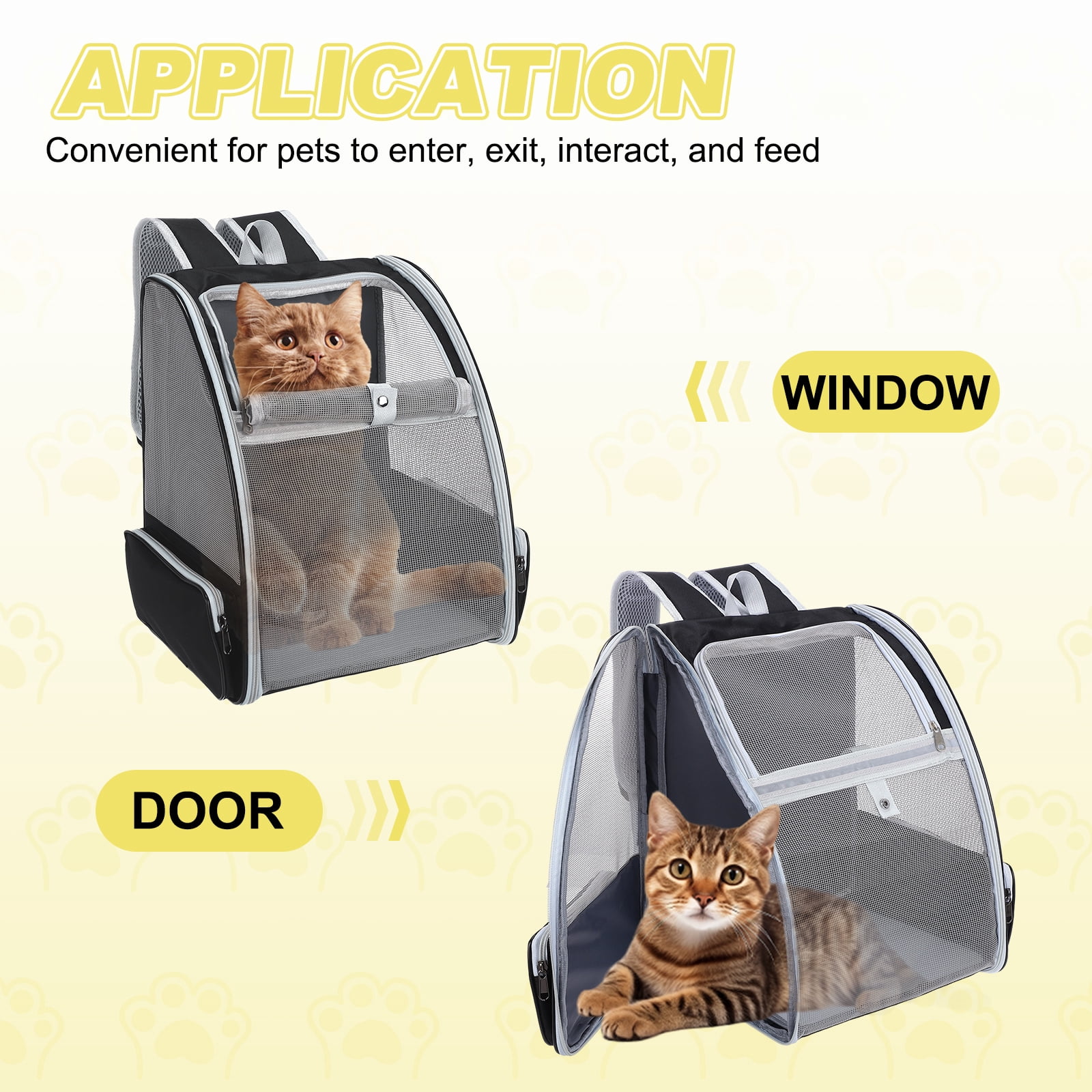 Uxcell Cat Backpack Carrier, Ventilation Mesh, Breathable Dog Carrier Backpack Pet Carrying Case (Black) for Cats or Small Dogs Puppies, Intended for Hiking / Camping / Traveling