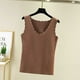 thumbnail image 2 of Sonducket Ropa interior térmica para mujer, chaleco sin costuras para Otoño Invierno, hogar, escuela, capa básica, Tops cálidos, ropa Camisetas sin mangas Café oscuro, 2 of 6