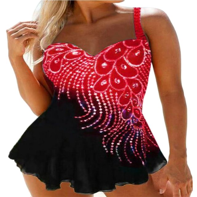 EIMELI Women Swimsuits Two Piece Bathing Suits Tankini Swim Dress with Shorts Set Plus Size