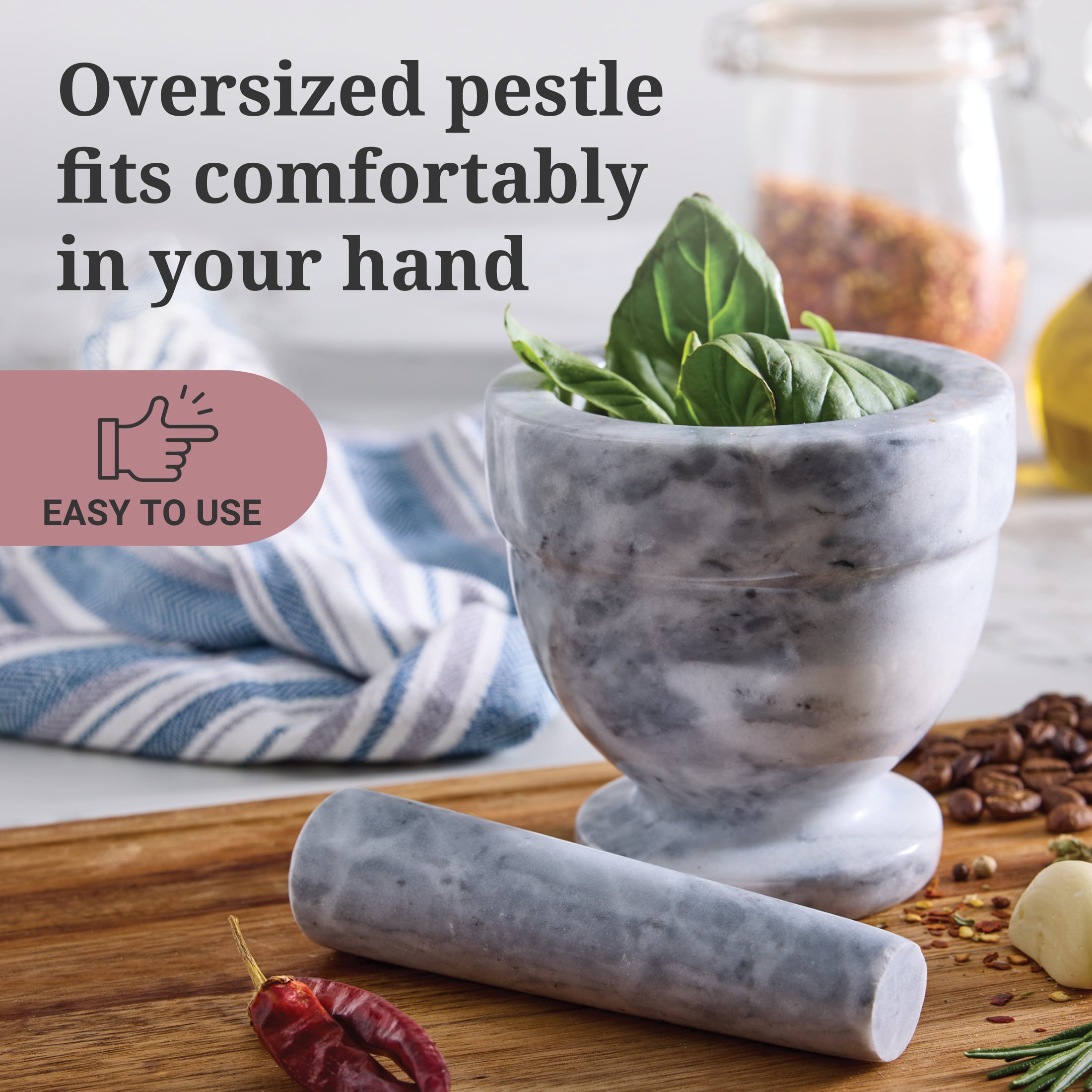 Farberware Professional Marble Mortar and Pestle with Oversized Handle