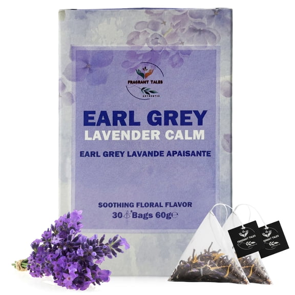 Earl Grey Lavender Ceylon Black Tea – 30 Pyramid Bags | Fragrant Tales | Exquisite Blend of Premium Ceylon Black Tea, Bergamot & Lavender | Aromatic, Smooth & Calming | 60g