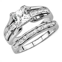 Elegant Zircon Couple Rings - Matching Wedding Bands for Him & Her with Brilliant Crystal Inlay