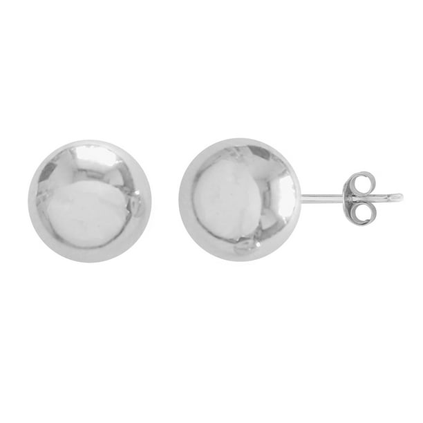 Jewelry Affairs - 14K White Gold Ball Stud Earrings - Walmart.com ...