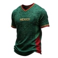 thumbnail image 2 of Mexico 2026 Soccer Cup Fan Jersey for Men, V-Neck Short Sleeve Supporter Shirt, Breathable Athletic Top for Match Day & Tailgate, 1 PC Turquoise L, 2 of 4