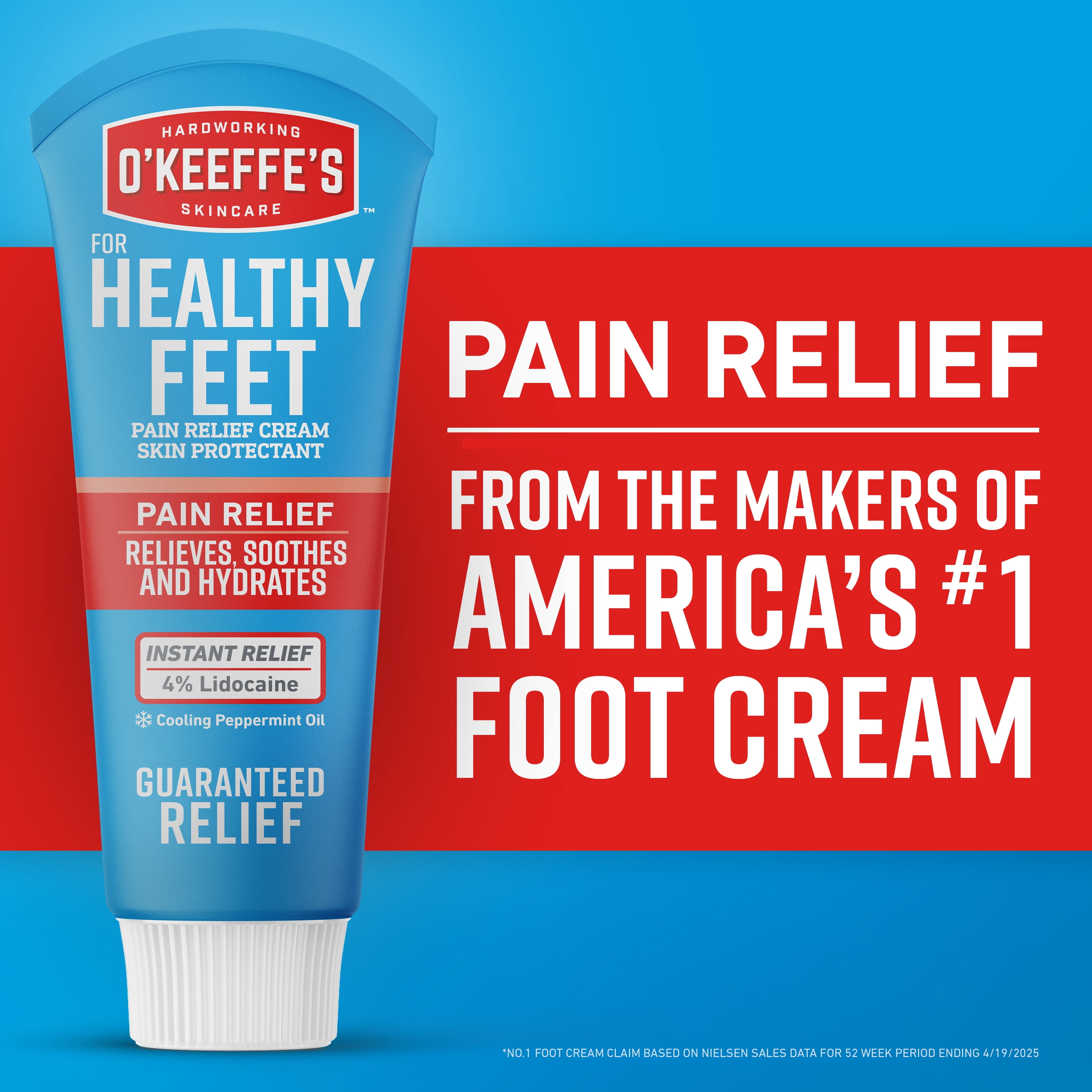 O'Keeffe's Healthy Feet Pain Relieving Foot Cream with Lidocaine, 3oz Tube