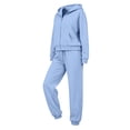 thumbnail image 6 of Sweat Sets for Women Long Sleeve Sweatshirt High Waist Jogging Pants 2 Piece Outfits Sweatsuits Fall Y2K Clothing Oversized Hoodie,Airport Travel Matching Outfit,Athletic Comfy Clothing Sky Blue, 6 of 7