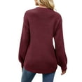thumbnail image 3 of Avamo Women Cozy Winter Warm Pullover Solid Color Plain Sweater Ladies Long Sleeve Chic Jumper Tops Claret XL, 3 of 3