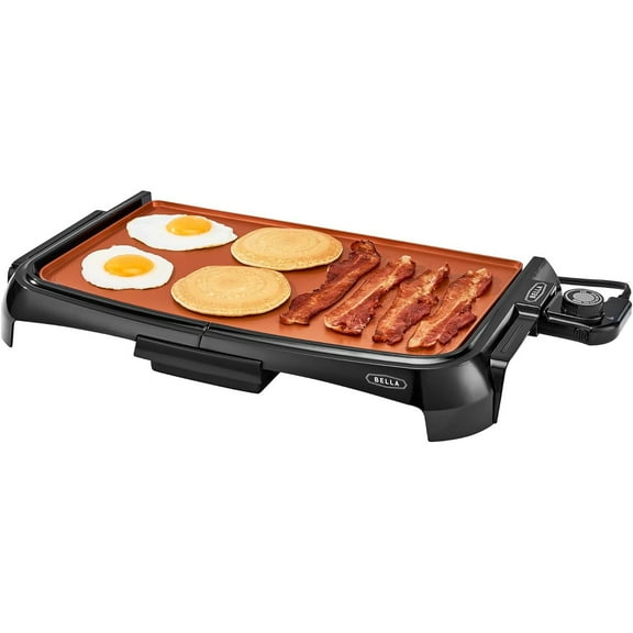 Griddle Ceramic Copper TI, Healthy-Eco Non-stick Coating, Hassle-Free Clean Up, Large Submersible Cooking Surface, 10" x 16", Copper/Black
