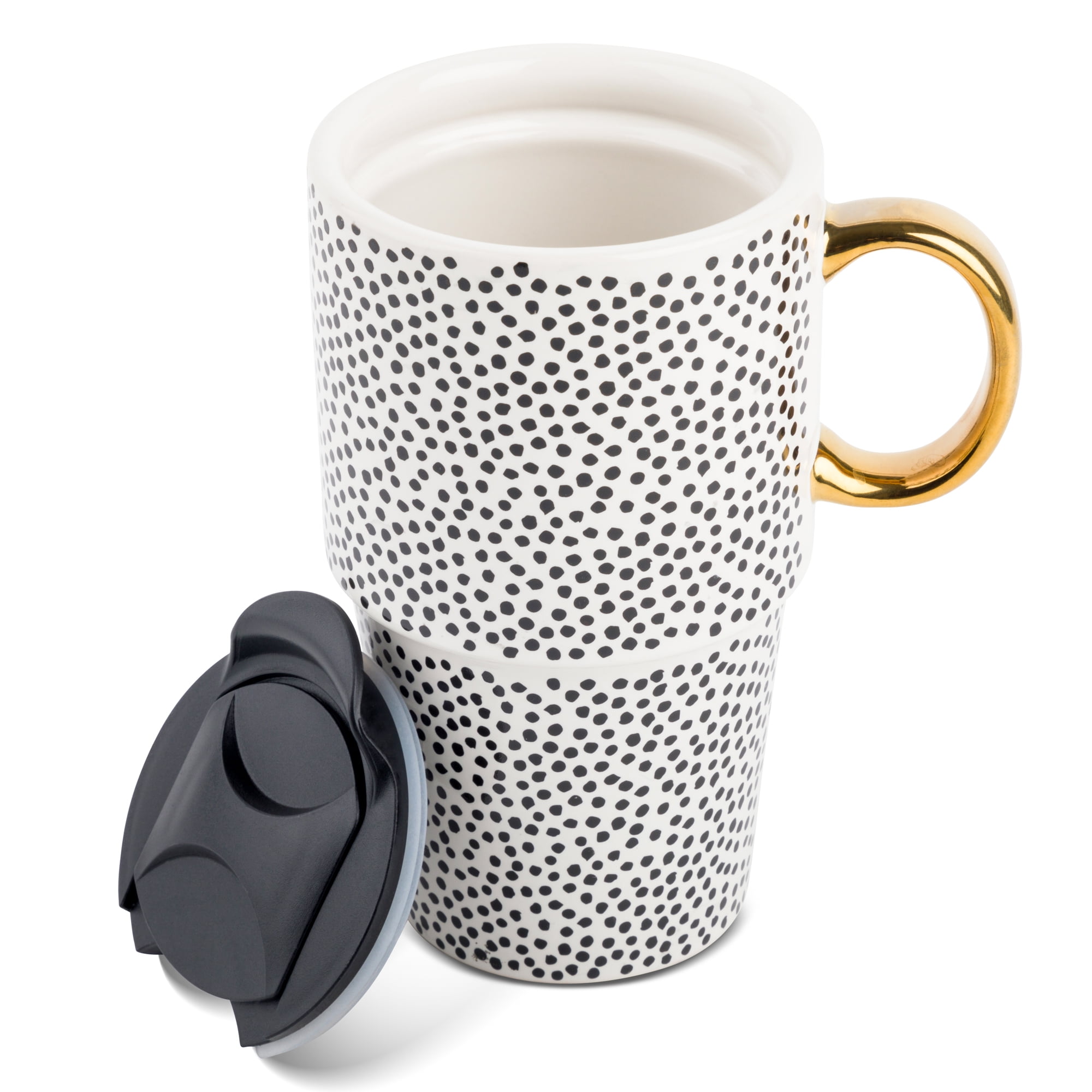 (4 pack) Thyme & Table Stoneware Dot 17oz Travel Mug