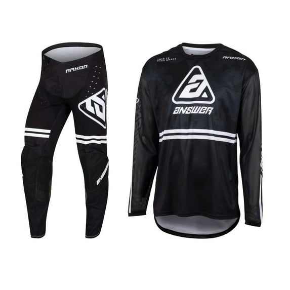 Answer Racing 2023 Akron Trials Offroad Jersey Pant Combo Black/White/Gray (Small / 28)