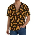 thumbnail image 1 of Balery Peanuts5 Camisa Casual de Manga Corta con Botones para Hombre, Texturizada, Estilo Cubano, para Playa, Verano-Large, 1 of 5