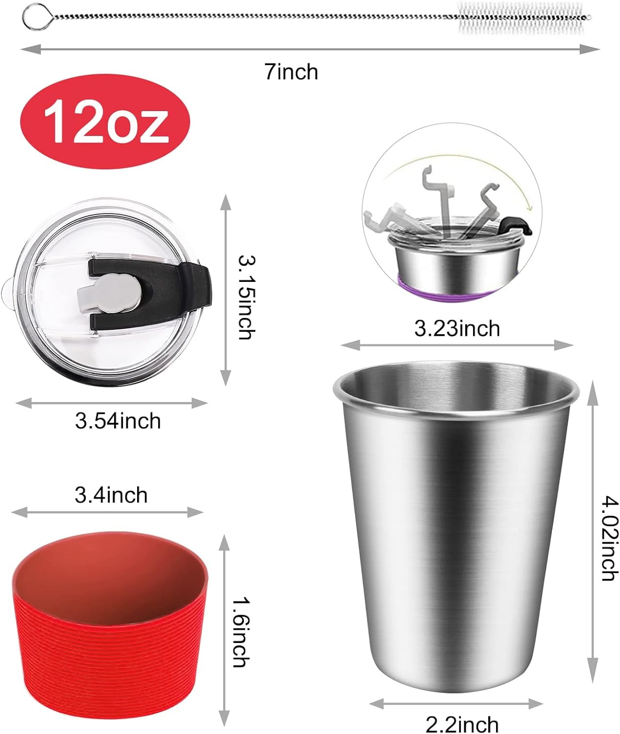 Kids Stainless Steel Cups,12oz Kids Metal Drinking Glasses with Lids and Sleeves, 5pack Reusable Water Tumbler for Children and Adults Spill Proof, Apply to Indoor and Outdoor