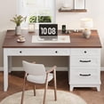 thumbnail image 2 of QinaQin Farmhouse-Style Office Desk with Charging Station and File Drawers | 53.5-Inch Wooden Computer Desk with Built-In USB Ports for An Executive Computer Workspace In a Home Office, 2 of 9