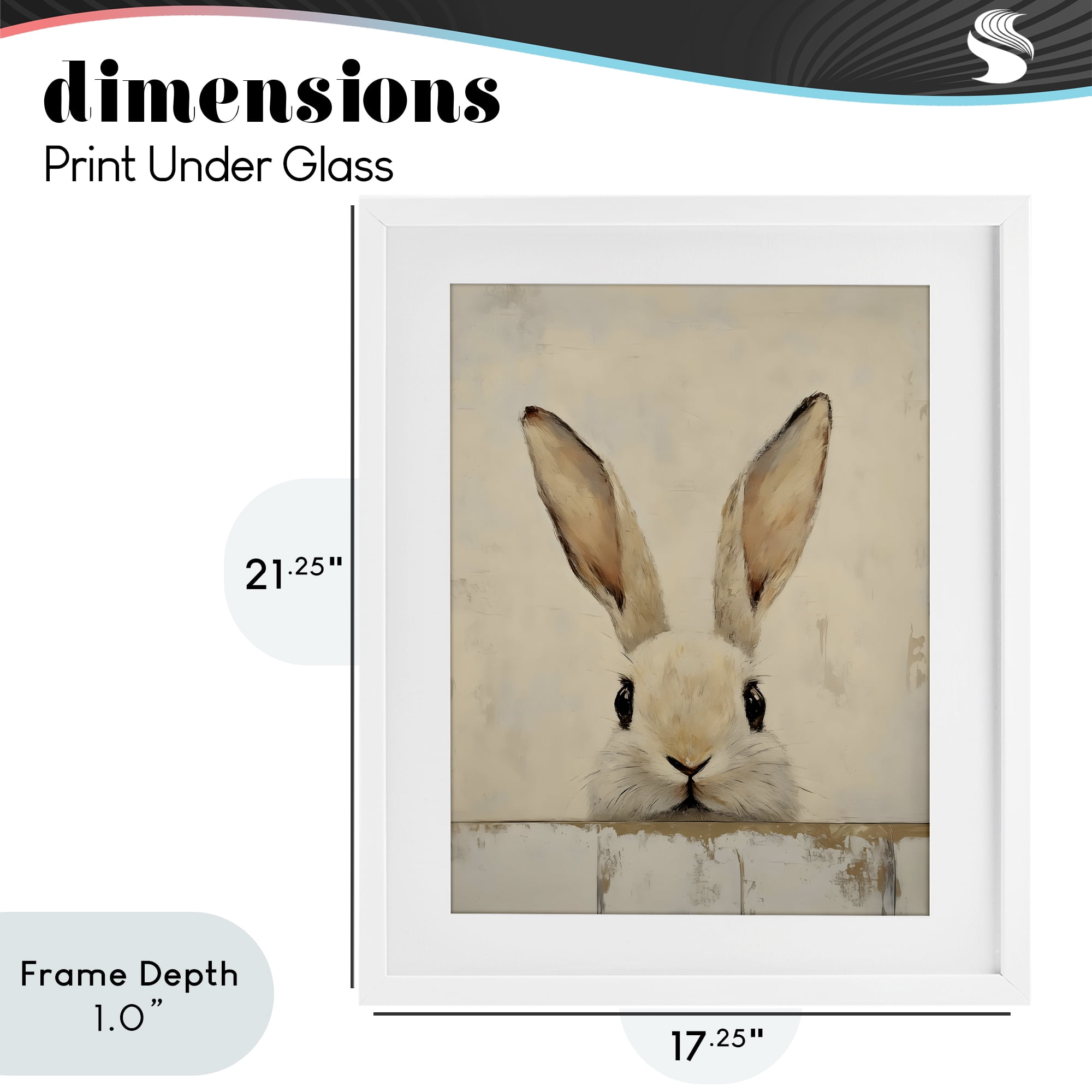 Stupell Industries Peeking Bunny in Soft Neutrals White Framed Print Under Glass, design by LSR Design Studio