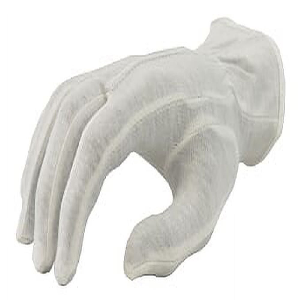 G & F Dress Gloves 100% Premium White Cotton Band Parade Gloves, Size X  Large, 12 Count Pack