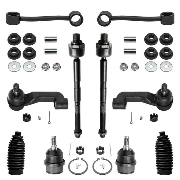 Detroit Axle - Front 10pc Suspension Kit for 2008-2012 Jeep Liberty 2007-2011 Dodge Nitro 4 Inner & Outer Tie Rods 2 Lower Ball Joints 2 Sway Bar Links 2 Boots 2009 2010 Replacement