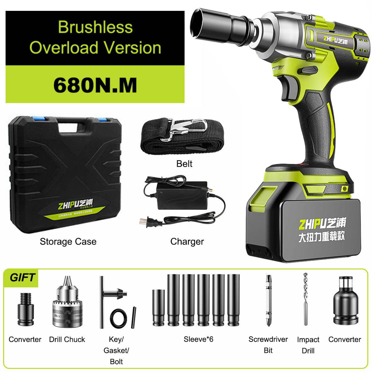 Body Only Brushless Impact Driver 45Nm Cordless Impact Wrench Drill Driver 18V 