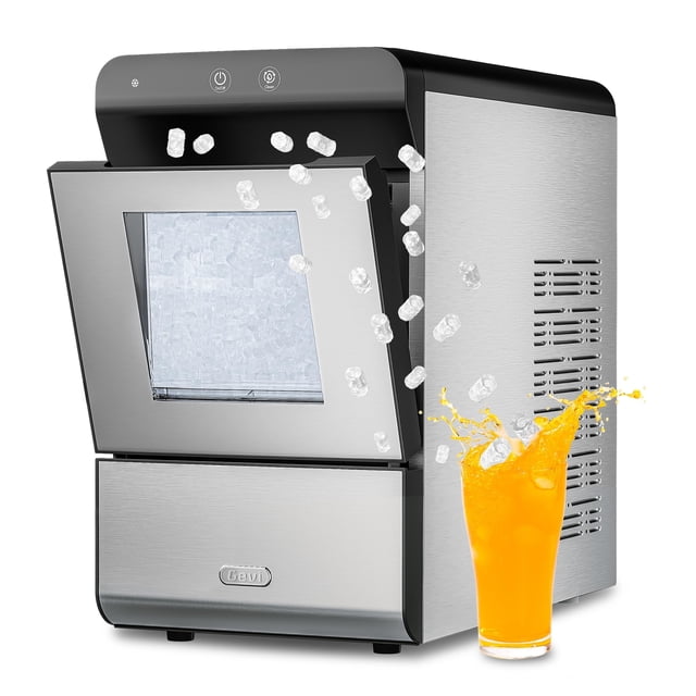 Máquina de hielo Gevi V2.0 de hielo nugget, autolimpieza, acero inoxidable, 42 cm